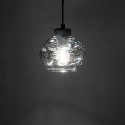 LED-pendel med wireophæng ZULIA 1xE27/15W/230V sort/røgfarvet