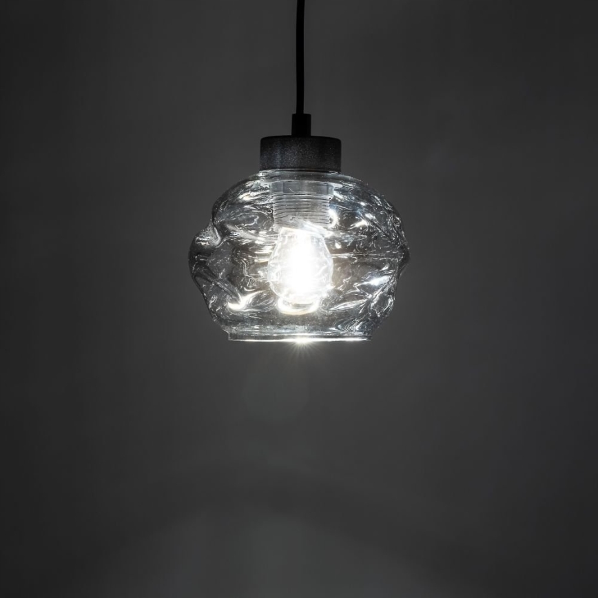 LED-pendel med wireophæng ZULIA 1xE27/15W/230V sort/røgfarvet