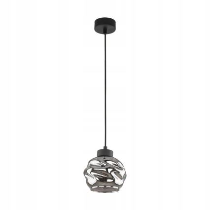 LED-pendel med wireophæng ZULIA 1xE27/15W/230V sort/røgfarvet