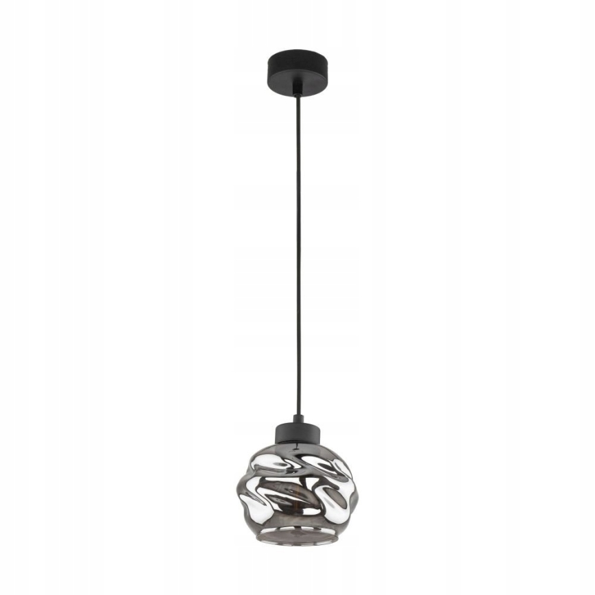 LED-pendel med wireophæng ZULIA 1xE27/15W/230V sort/røgfarvet