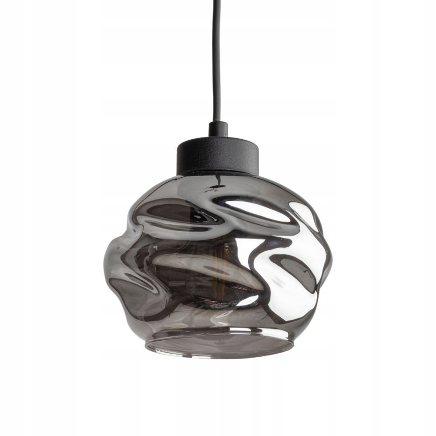 LED-pendel med wireophæng ZULIA 1xE27/15W/230V sort/røgfarvet