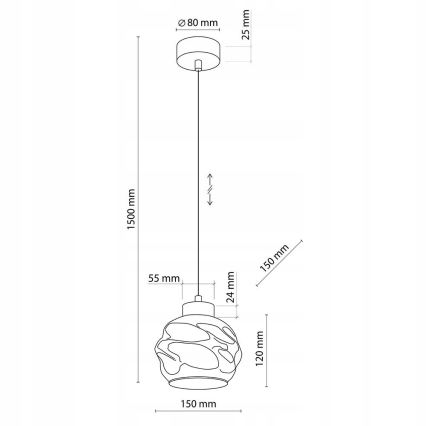 LED-pendel med wireophæng ZULIA 1xE27/15W/230V sort/røgfarvet