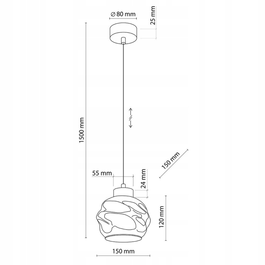 LED-pendel med wireophæng ZULIA 1xE27/15W/230V sort/røgfarvet
