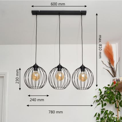 LED pendel MERCURE 3xE27/15W/230V