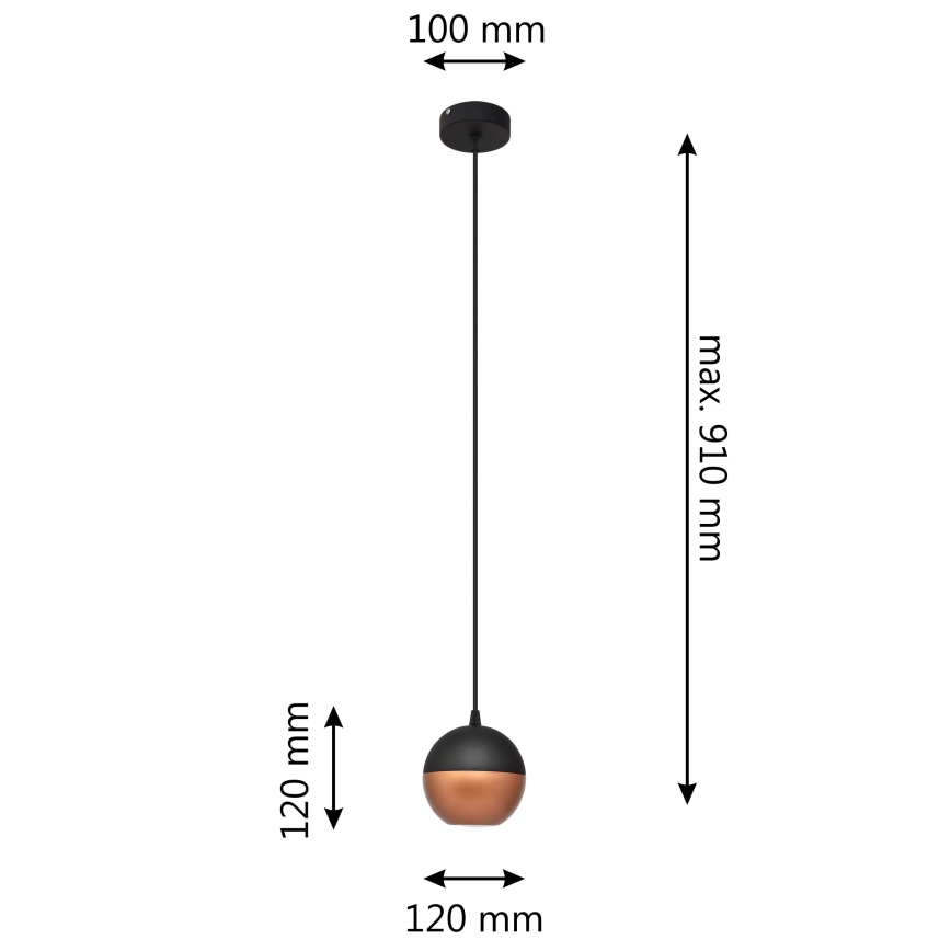 LED pendel MIDWAY 1xGU10/4,8W/230V sort/kobber