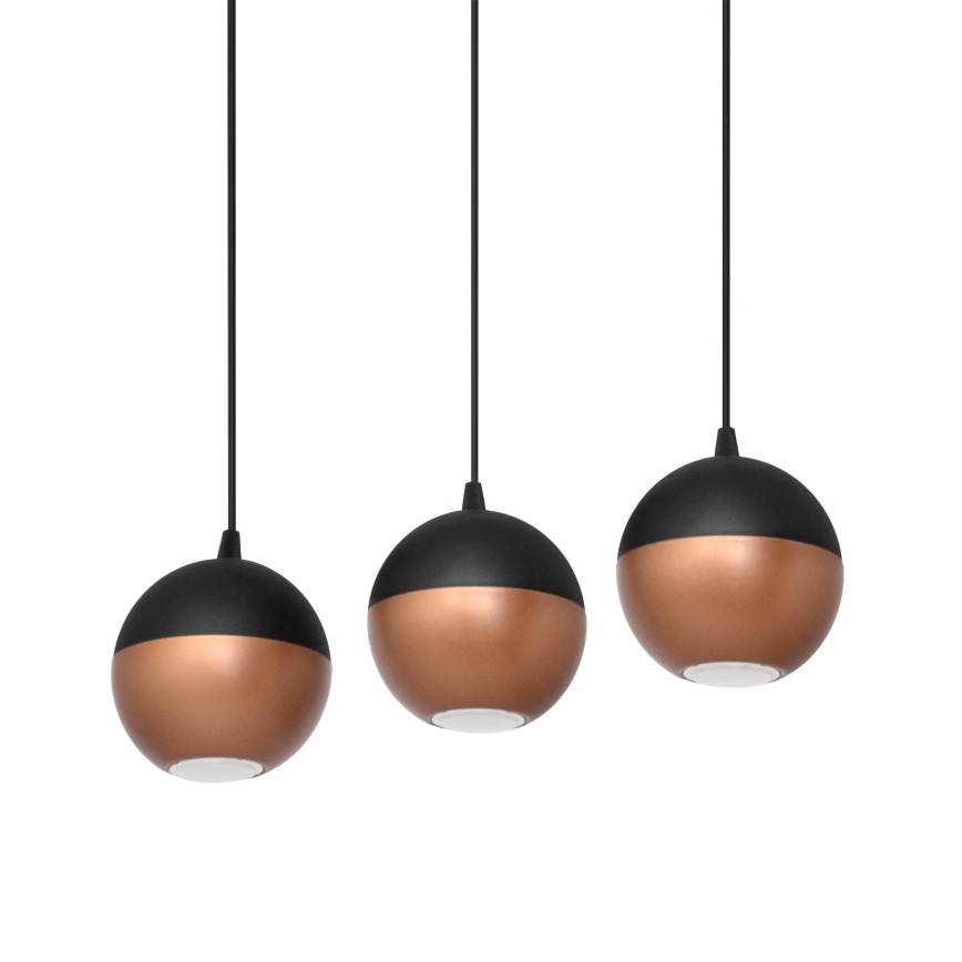 LED pendel MIDWAY 3xGU10/4,8W/230V sort/kobber