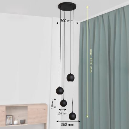 LED pendel MIDWAY 4xGU10/4,8W/230V sort