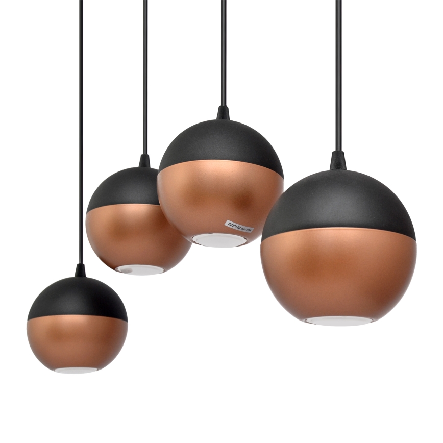 LED pendel MIDWAY 4xGU10/4,8W/230V sort/kobber