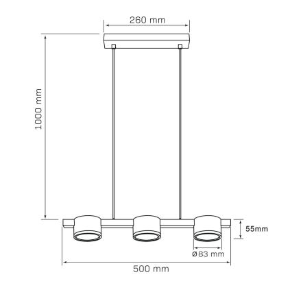 LED pendel MIRELLA 3xGX53/6W/230V guldfarvet/sort