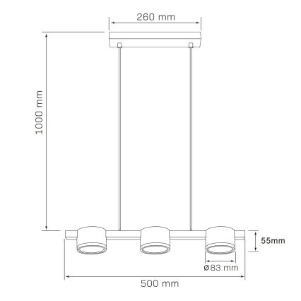 LED pendel MIRELLA 3xGX53/6W/230V sort