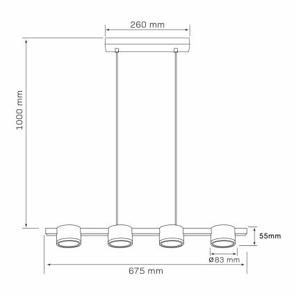 LED pendel MIRELLA 4xGX53/6W/230V guldfarvet/sort