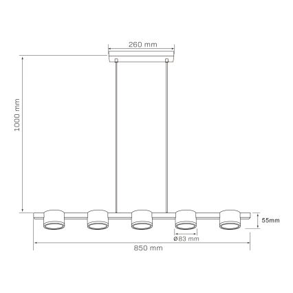 LED pendel MIRELLA 5xGX53/6W/230V sort