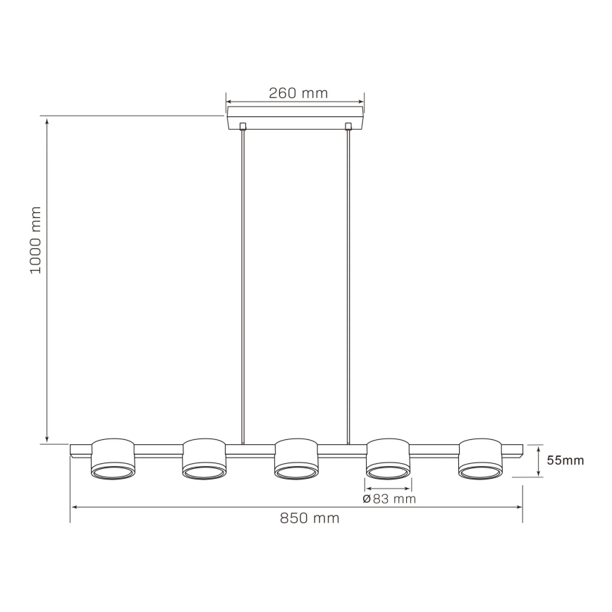 LED pendel MIRELLA 5xGX53/6W/230V sort