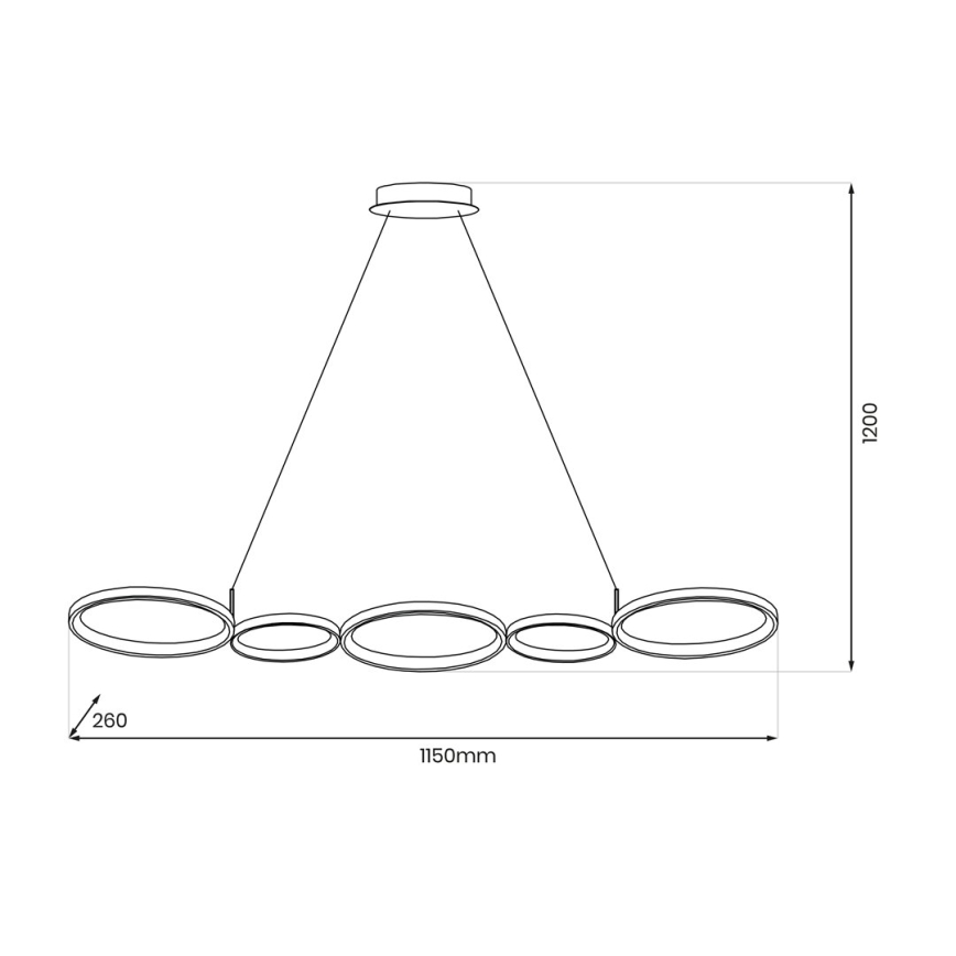 LED pendel OLYMPIA 5xLED/10W/230V sort