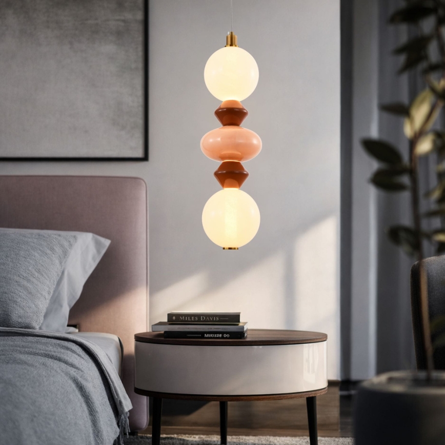 LED-pendel på kabel FLORES LED/15W/230V guld/orange/brun