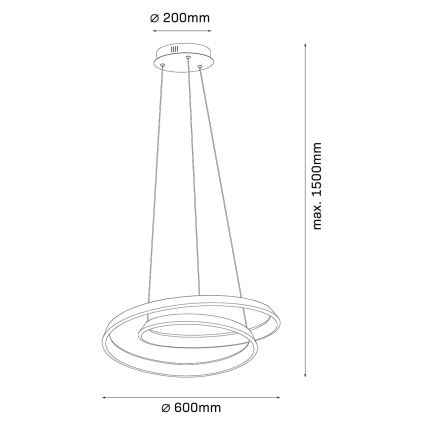 LED-pendel på kabel GLOW LED/75W/230V 4000K Ø 60 cm guld