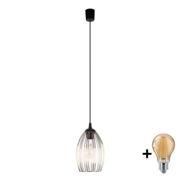 LED pendel på kabel LIZA 1xE27/15W/230V sort/guld
