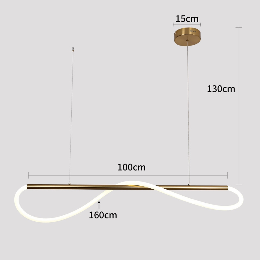LED-pendel på kabel MELECA LED/24W/230V 3000/4000/6000K 100 cm guld