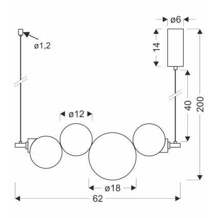 LED-pendel på kabel PLAYA LED/12W/230V sort