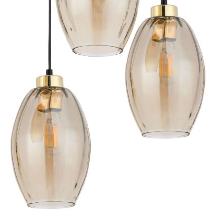 LED-pendel på kabel SEBO 3xE27/15W/230V sort/røget beige