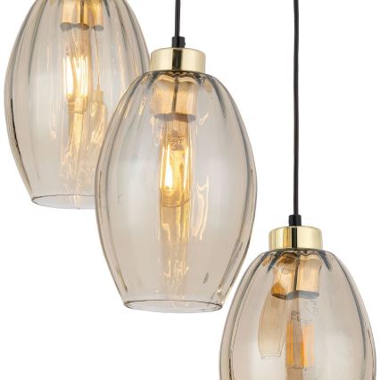 LED-pendel på kabel SEBO 3xE27/15W/230V sort/røget beige