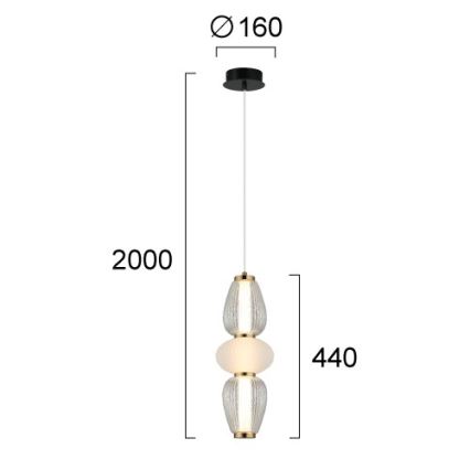 LED-pendel på kabel SHINY LED/17W/230V hvid/guld