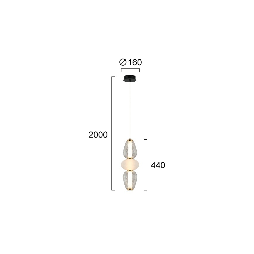 LED-pendel på kabel SHINY LED/17W/230V hvid/guld