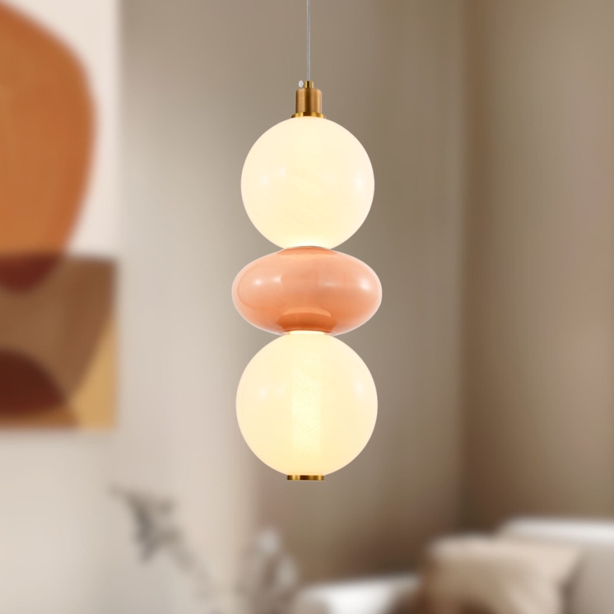 LED-pendel på vaier FLORES LED/12W/230V guld/orange