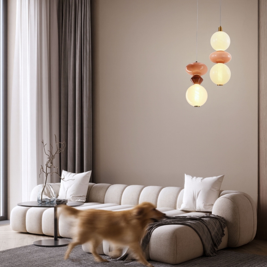LED-pendel på vaier FLORES LED/12W/230V guld/orange
