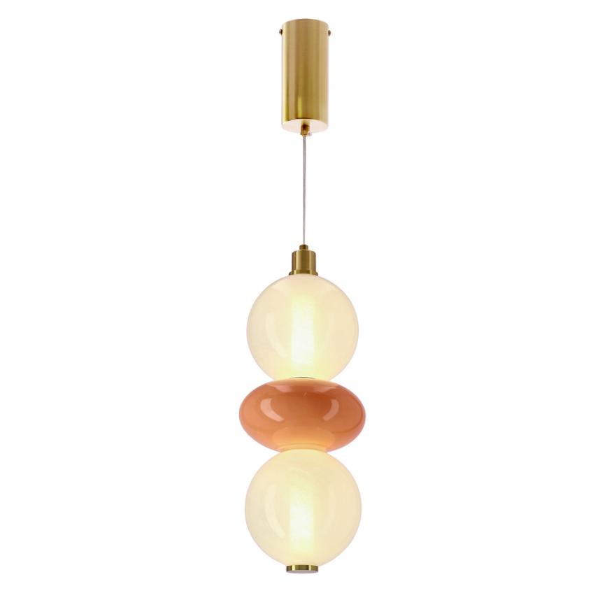 LED-pendel på vaier FLORES LED/12W/230V guld/orange