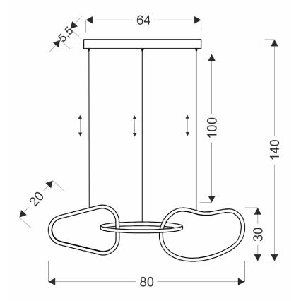 LED-pendel på wire ANNELI LED/30W/230V 80 cm guldfarvet