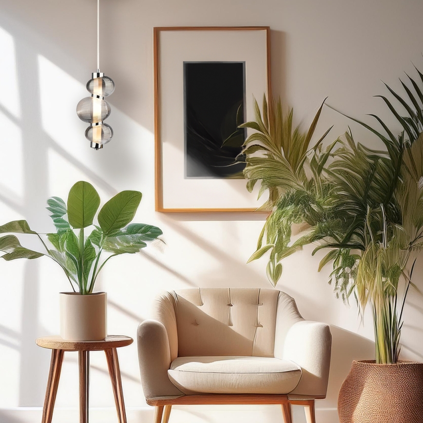 LED-pendel på wire BOLLA LED/12W/230V Ø 16 cm blank krom/røggrå