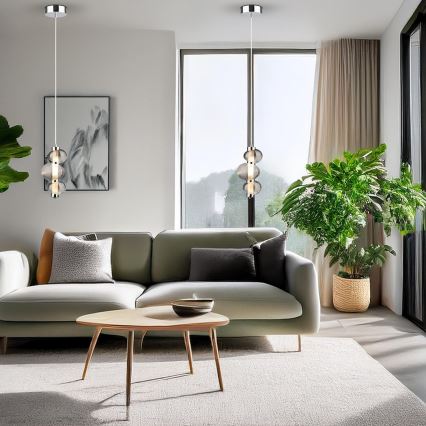 LED-pendel på wire BOLLA LED/12W/230V Ø 16 cm blank krom/røggrå