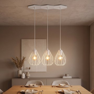 LED-pendel på wire BRYLANT 3xE27/60W/230V hvid