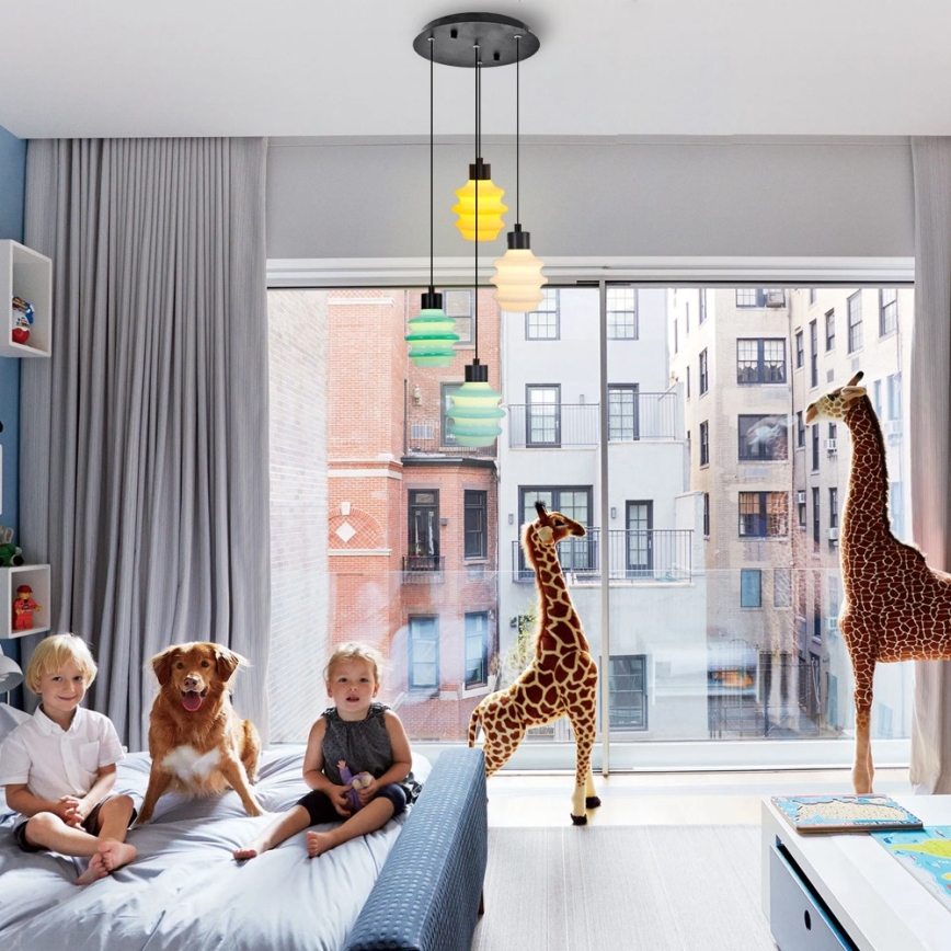 LED-pendel på wire CACTUS LED/12W/230V 3000K grøn/gul/hvid