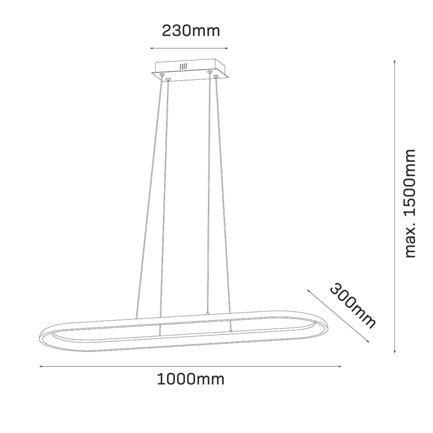LED pendel på wire CASHMERE LED/80W/230V 30x100 cm hvid
