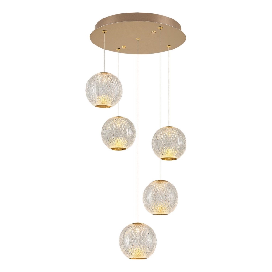 LED-pendel på wire CREMONA 5xLED/5W/230V 3000K guld