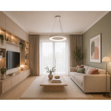 LED-pendel på wire DRAX LED/32W/230V 4000K Ø 38 cm hvid