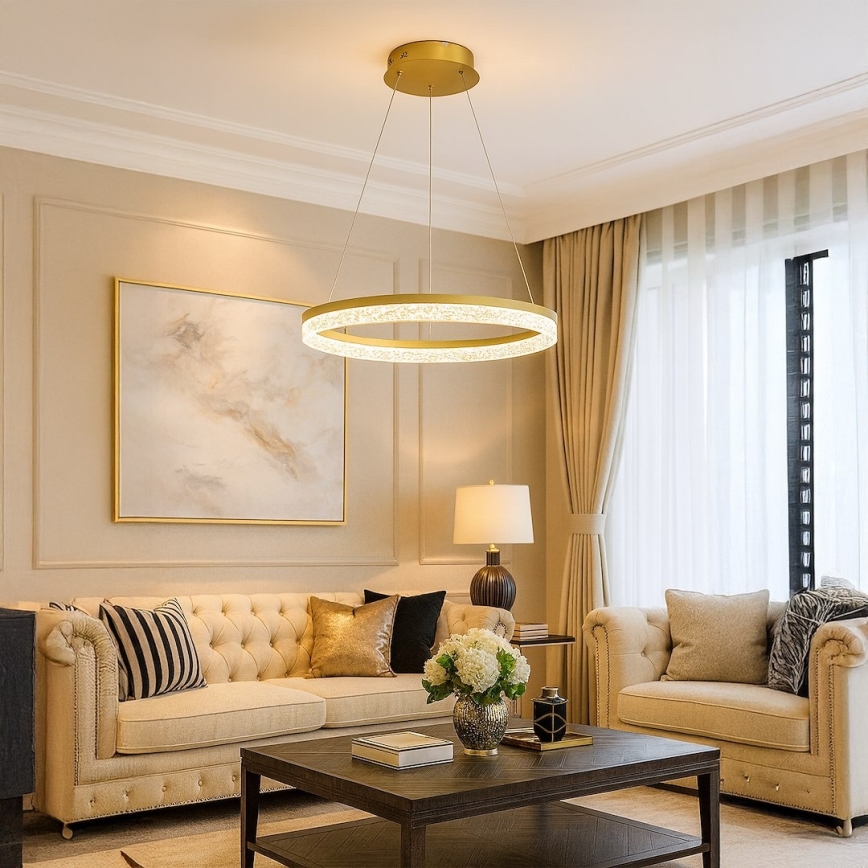 LED-pendel på wire GALA LED/25W/230V Ø 50 cm, guld