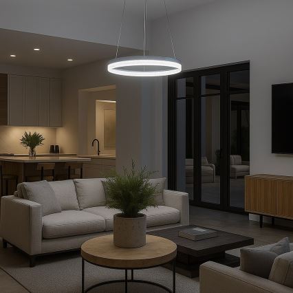 LED-pendel på wire GALA LED/25W/230V Ø 50 cm sølv