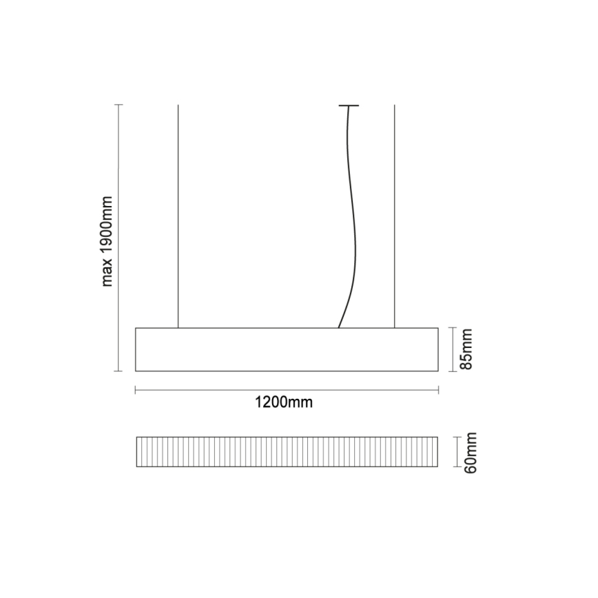 LED-pendel på wire LED/55W/230V 3000/4000/6500K 120 cm sort