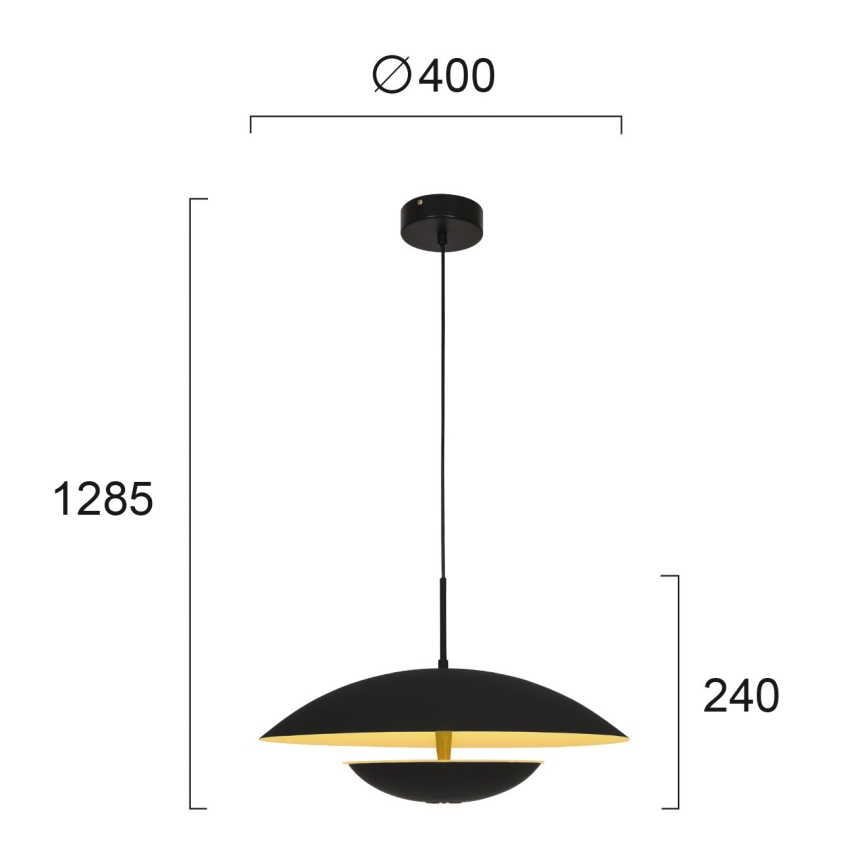 LED-pendel på wire MONICA LED/16W/230V sort/guld