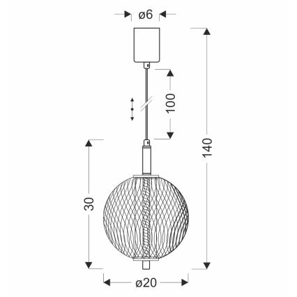 LED-pendel på wire PUMA LED/10W/230V Ø 20 cm sort