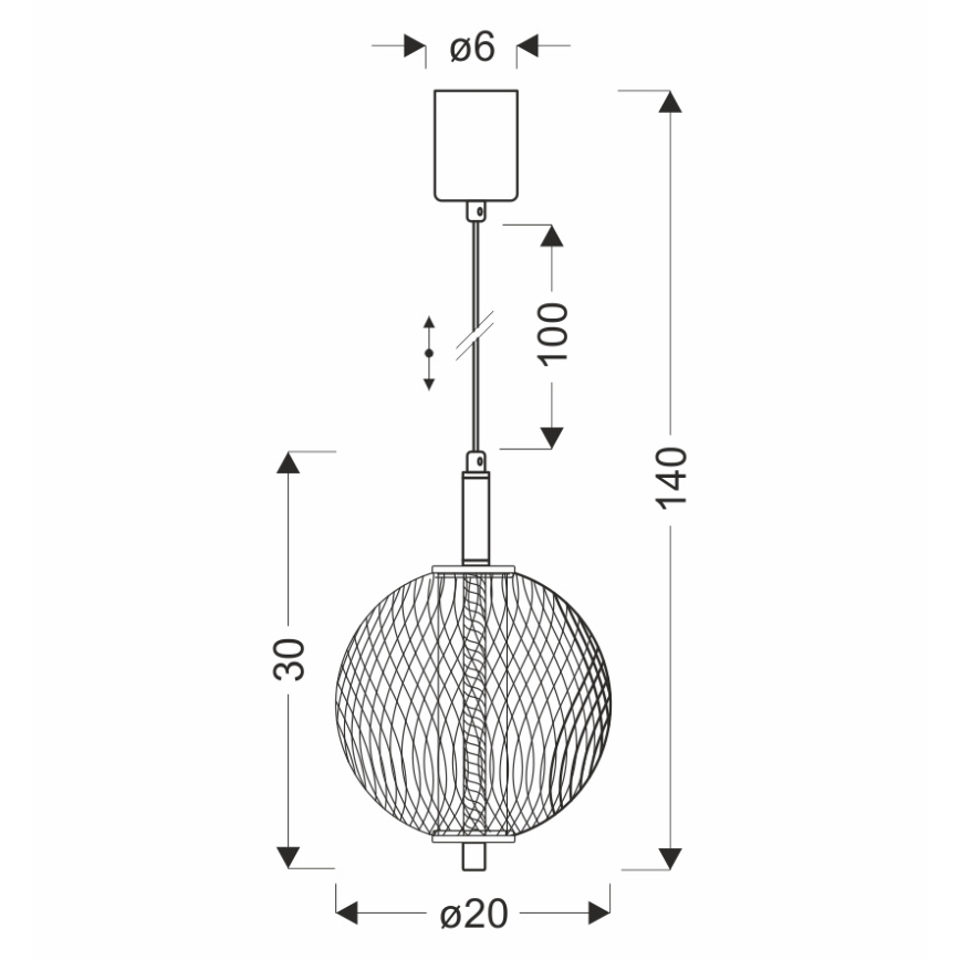 LED-pendel på wire PUMA LED/10W/230V Ø 20 cm sort