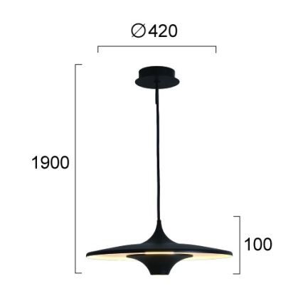 LED-pendel på wire RENE LED/19W/230V CRI 90 sort