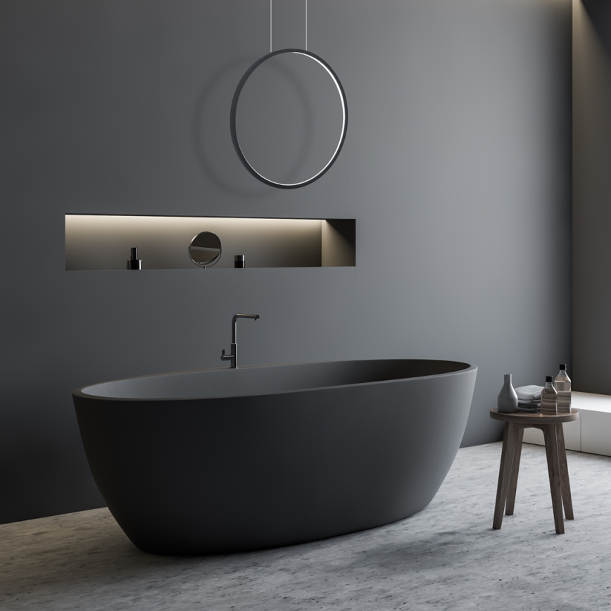 LED-pendel på wire SATURNO LED/28W/230V Ø 50 cm IP44 sort