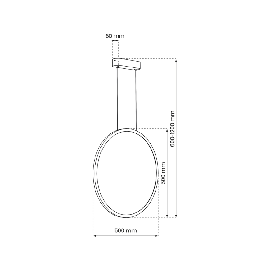 LED-pendel på wire SATURNO LED/28W/230V Ø 50 cm IP44 sort