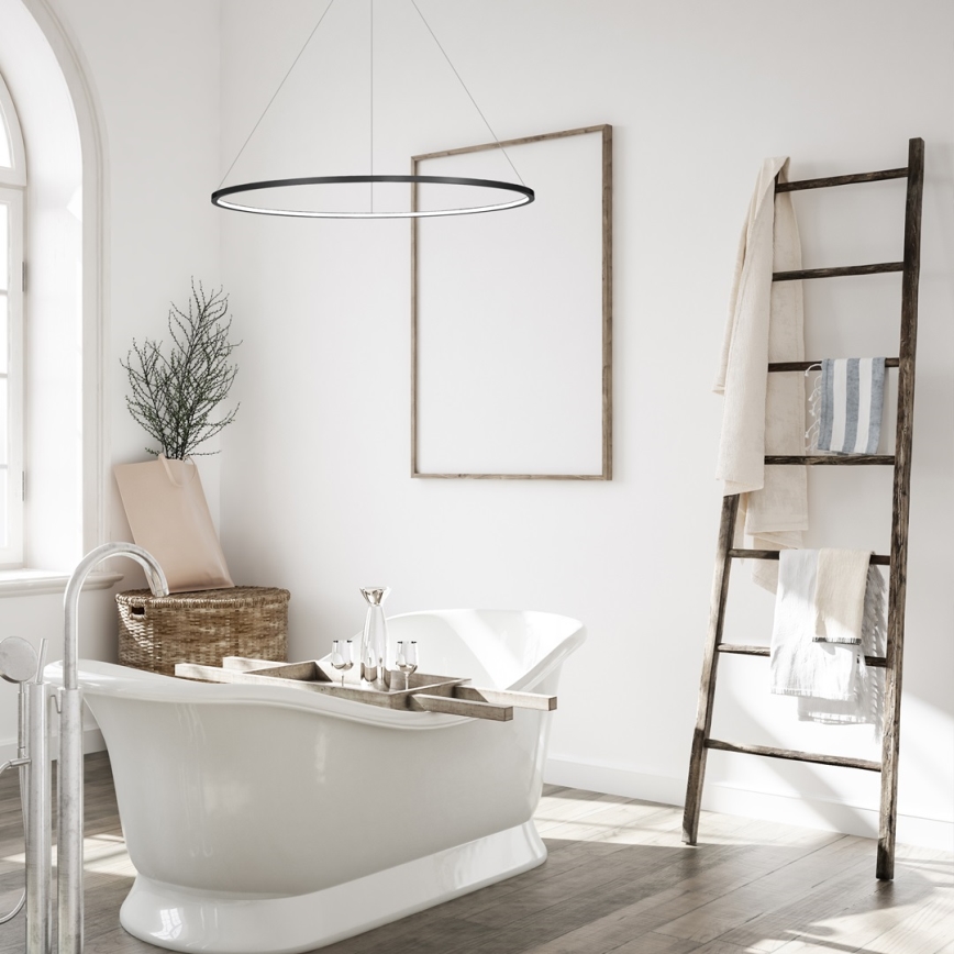 LED-pendel på wire SATURNO LED/57W/230V Ø 100 cm IP44 sort