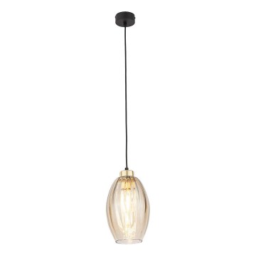 LED-pendel på wire SEBO 1xE27/15W/230V sort/røget beige