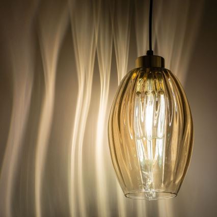LED-pendel på wire SEBO 1xE27/15W/230V sort/røget beige